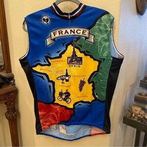 VOLER France Paris Colorful Graphic Sleeveless Cycling Jersey Size Large